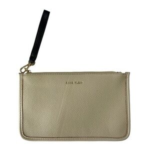 Anne Klein Tan Pebbled Leather Wristlet Zip Closure